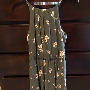 Dark Green Floral Romper